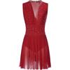 Agoky Vestito da Danza Lirica per Donna Senza Schiena con Strass Abito da Pattinaggio Artistico Body da Ginnastica Artistica Abito da Ballo Latino Samba Dancewear Borgogna XXL