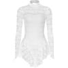 iEFiEL Donna Body da Pattinaggio Artistico Concorso di Pattinaggio Abito da Skate Vestito da Ballo Danza Balletto Jazz Latino Leotard a Maniche Lunghe Dancewear Avorio L