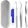 YSYONBOE Pinza per Zecche in Acciaio Inox, Set di 4 Pinzetta per Rimozione Zecche per Cani Gatto Uomo Pinzette per Zecche in Metallo con Astuccio