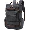 DORRISO Elegante Vintage Zaino Uomo Grande Borsa da Scuola 17.3 Pollici PC Portatile Borse con Maniglia per Viaggio Escursionismo Quotidiano Università Lavoro All'aperto Tela Uomo Backpack Nero