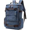 DORRISO Elegante Vintage Zaino Uomo Grande Borsa da Scuola 17.3 Pollici PC Portatile Borse con Maniglia per Viaggio Escursionismo Quotidiano Università Lavoro All'aperto Tela Uomo Backpack Blu