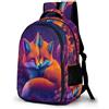 WECECE Zaino Scolastico Fox Print Bambina Classe 3 Zainetto Animal Design Bambino 7 Anni Cartella Elementare Classe 3-5, Backpack Outdoor Facile da Abbinare Lezioni Tempo Libero