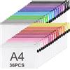 ASelected 36 Pezzi Buste con Zip A4, Portadocumenti A4 e Cartelline Portadocumenti in PVC Trasparente con Cerniera, 12 Colori per Ufficio, Scuola e Archivio