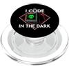 Retro Coder Software Developer Apparel Programmer I Code In The Dark Retro Hacker Skull PopSockets PopGrip per MagSafe