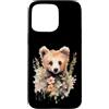 Wild Blossom Art Custodia per iPhone 15 Pro Max Adorabile Orso Cucciolo Floreale Acquerello Illustrazione