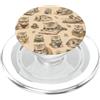 Cute Kawaii Cat Reading Book And Flowers Cute Cats Kawaii Cat libro di lettura floreale su beige PopSockets PopGrip per MagSafe