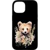 Wild Blossom Art Custodia per iPhone 15 Adorabile Orso Cucciolo Floreale Acquerello Illustrazione
