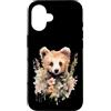 Wild Blossom Art Custodia per iPhone 16 Adorabile Orso Cucciolo Floreale Acquerello Illustrazione