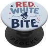 Patriotic Shark Ocean Pun con morso rosso PopSockets PopGrip Adesivo