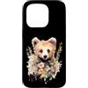Wild Blossom Art Custodia per iPhone 15 Pro Adorabile Orso Cucciolo Floreale Acquerello Illustrazione