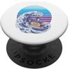 Simpatico gatto che fa surf Wave Amante Simpatico gatto che fa surf sull'onda Amante dei gatti PopSockets PopGrip Adesivo