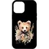 Wild Blossom Art Custodia per iPhone 12 Pro Max Adorabile Orso Cucciolo Floreale Acquerello Illustrazione