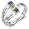 RolaOnly YoungHong Personalizzato Donna Anelli con 3 Birthstone stimolato 3 Nome inciso in Argento Sterling 925 per Donna Anello Anelli di promessa Fedi nuziali Gioielli BBF per Festa della mamma