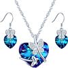 Yumilok Orecchini a perno da donna con cuore a farfalla in argento sterling, ciondolo in cristallo con zircone a cuore avvolto, alla moda ogni giorno