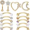 Kakonia Rook Daith Piercing Gioielli 16G Acciaio Chirurgico 8mm Curved Barbell Sopracciglio Anelli Helix Tragus Snug Lip Ombelico Piercing Orecchini per Donna Uomo Oro