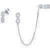 Bling Jewelry Simbolo Dell'Amore Catena Cartilaginea Orecchio Avvolgere Infinito Orecchino Pave CZ Stud Helix Orecchino Stud Set Per Donne .925 Sterling Argento