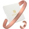 BioMag Set di braccialetti e anelli in puro rame, per uomini e donne, 100% massiccio, grezzo e non rivestito, fatto a mano martellato tibetano (arco liscio)
