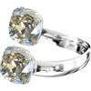 MŚ 1997 MENNICA ŚWIDNICKA Anello da donna in argento Sterling 925, con doppio cristallo regolabile, con cristalli di marca, lucido, con zirconi cubici e anello viene fornito in confezione regalo
