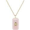 COAI Collana da Donna in Acciaio Inox Placcato Oro 18K con Ciondolo Piastrina di Quarzo Rosa Pietra Naturale, Collana Quarzo Rosa da Donna