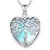 Odinstone Collana Albero della Vita Donna Ciondolo Pietra di Luna Cuore Gioielli Pietre Curative Pietra Naturale per Regali per Mamma Figlia