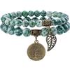 Farfume Bracciali Chakra per le donne - Cristalli Bracciale Donne Pietre Naturali Yoga Reiki- Un set di bracciali doppi (Giada Maculata Verde(Supporto alla Crescita) Medio)