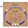 Toplstud Regali per la prima comunione per ragazze, braccialetti per donne e ragazze, braccialetti con perline di cristallo di ametista, regalo di compleanno per figlia, nipote, ragazze adolescenti