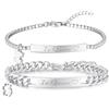 Nyisie Set di bracciali per coppie, in acciaio inox con zirconi, regalo per coppie, in argento Sterling S925, in acciaio inox, 21 cm, regalo di San Valentino per fidanzato e fidanzata