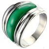 Ayoiow Anelli in Acciaio Uomo,Anello Uomo Vintage Anello in Argento con Pietra Occhio di Gatto Verde Argento Anello Dimensione:25