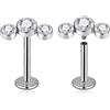 dormouse selection Labret in Titanio G23 ASTM F136 con Terminale a Tre Cristalli - Filettatura Interna