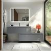 Parama Mobile bagno sospeso modulare 90 cm grigio opaco due cassetti con lavabo | Bako