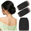 Elailite Extension Capelli Veri Clip 100% Human Hair Naturali 2 Ciocche Singole Silk Lace Radici dal Volume 15cm 16g #1B Nero Naturale