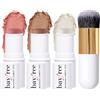 KIMUSE Face Stick Set, 3 Pezzi Fard, Illuminante e Contouring Con Pennello