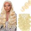 Zeslaerr Extension Capelli Veri Clip Body Wave Human Hair Extensions Clip in Invisible Hairpin #613 Light Blond 7pz 40 cm 120g Unprocessed Remy Hair for Women 16 Inch