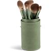 INGLOT Brush Tube Makeup Set - 6 pennelli sintetici professionali in un'elegante borsa da viaggio verde | ideali per l'uso quotidiano e in viaggio | per viso, occhi e sopracciglia |