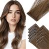 MY-LADY 10pz Extension Biadesive Capelli Veri, 5pz Invisibile e 5pz Classico Extension Capelli Umani Lisci per Donne Inject Tape in Hair Extensions 25cm 20g #04 Marrone Cioccolato