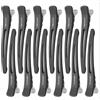 Tastetreasure Confezione da 12 fermagli professionali a coccodrillo per acconciature, antiscivolo, per sezionare becchi d'anatra, senza pieghe, per donne e uomini (nero opaco)