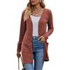 MSIYOW Cardigan Donna Lungo Manica Lunga Giacca in Maglia Elegante Autunno Inverno Maglione con Bottoni (L, Rosso)