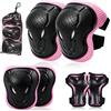 Veebmys Ginocchiere Bambini Set Protezioni, Kit 6 Pezzi Regolabile con Ginocchiere Gomitiere e Polsiere Attrezzatura Protettiva per Pattini Skateboard Scooter Bici Pattini in Linea Bambini