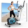 Cowmew Ellittiche Da Casa con App, 3-in-1 Ellittica Ultra Silenziosa con 16 Livelli di Resistenza,volano da 6 kg, Monitor LCD, Pedale Antiscivolo, Portabottiglie (Argento)