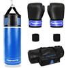 MSPORTS Set Professionale di Sacchi da Boxe per Bambini e Ragazzi, 70 x 25 cm, Con Guantoni, Bende e Borsa - 12 kg Blu-Nero