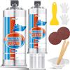 Fuchoi Kit di riparazione in fibra di vetro, 100 ml, kit di riparazione per barche, resina in fibra di vetro marina per fori di fissaggio, scheggiature, crepe in barca, yacht, tavola da surf, acrilico