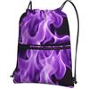 Generic Sportiva Sacche Purple Fire Flame Borsa con Coulisse Antipolvere Sacche Zaino Durevole per Scuola Compleanno Regalino