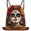 Generic Mexican Sugar Skull Flower Women Day of The Dead Art Borsa Coulisse Zaini Sportivi Regolabile Stringa per Nuoto Vita Quotidiana Viaggi Borsa Sportiva 36X42Cm