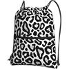 Generic Borsa con Coulisse Black And White Leopard Print Sportiva Sacche Pieghevole Sacca con Coulisse Leggero per Compleanno Regalino Sport