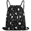 Generic Moon Gothic Skulls Crow Witch Board Cat Black Borsa Coulisse Sacca Sportiva Pieghevole Stringa per Uomo Shopping Vita Quotidiana Borsa con Cordoncino 36X42Cm