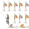 Generico Spinner Lures - Box 12.5x6.1x2.5 Cm Fishing Baits Metal Gold, Triple Hook Angling Gear Durable Steel | 10 Piece Spinner Bait Set for Trout Pike Bass Salmon Crappie Bluegill River Reservoir Lake