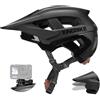 KINGBIKE Casco da bicicletta Casco per mountain bike e MTB, con visiera regolabile, per uomini, donne, adulti e giovani (nero opaco, L)