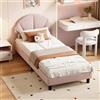 TIMORWTF Letto per bambini imbottito 90 x 200 cm, testiera regolabile in altezza, telaio letto per bambini con rete a doghe, facile da montare, velluto, rosa