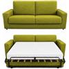 Baldiflex - Divano Letto 2 Posti con Materasso Matrimoniale 140x190 cm Ortopedico, Maragià, Prontoletto RICHIUDIBILE con Rivestimento SFODERABILE e Lavabile, Verde