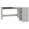 Mhdvray Scrivania angolare a forma di L, grigio cemento, 120 x 140 x 75 cm, scrivania angolare in legno con estraibile per tastiera e 2 ripiani aperti, scrivania per computer per casa e ufficio